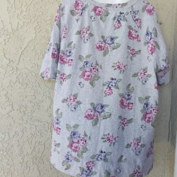 LOFT floral gray split sides sweater - Picture 5 of 7